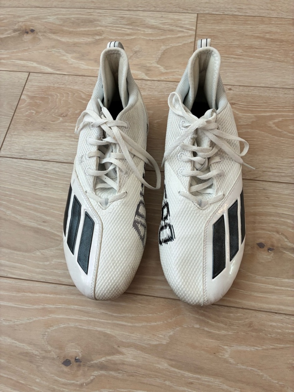 adidas White Athletic Soccer Cleats with Black Stripes